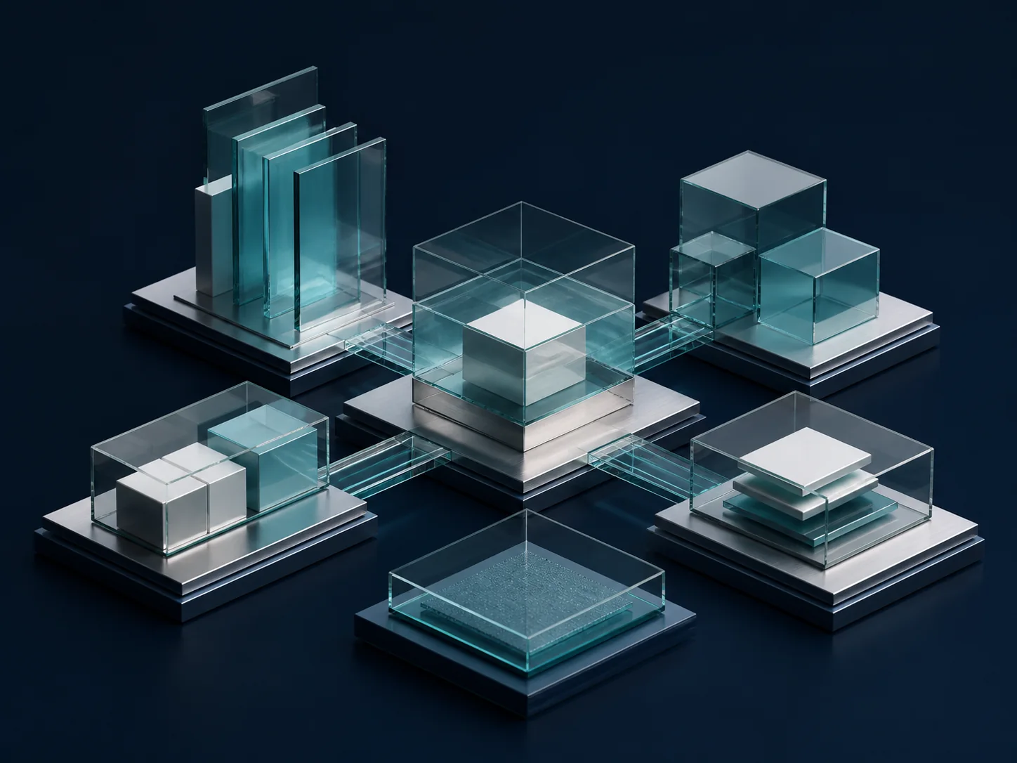 Architecture modulaire abstraite représentant des applications métier et leurs flux de données
